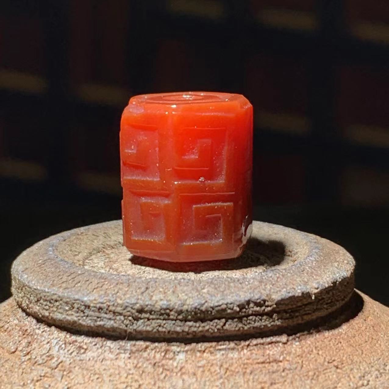 *【红玛瑙六方16*13mm】玛瑙单颗