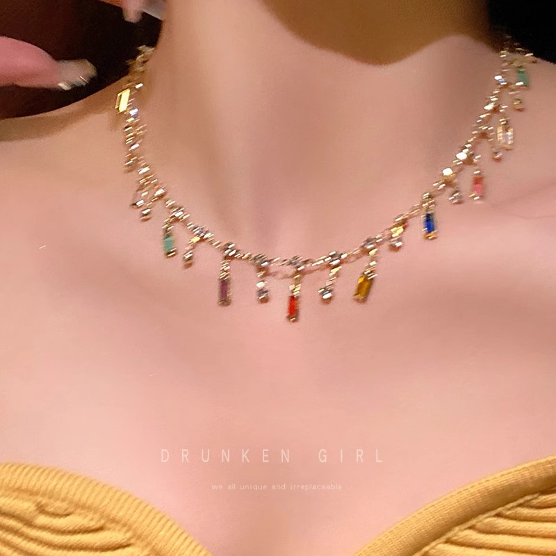 铜合金项链 夏日精致流苏项链女轻奢小众高级感气质锁骨链颈链潮s