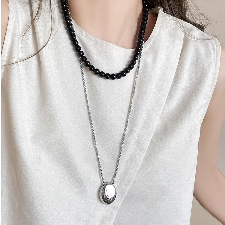 钛钢项链 长款水滴吊坠项链女轻奢小众高级感叠戴毛衣链时尚配饰 