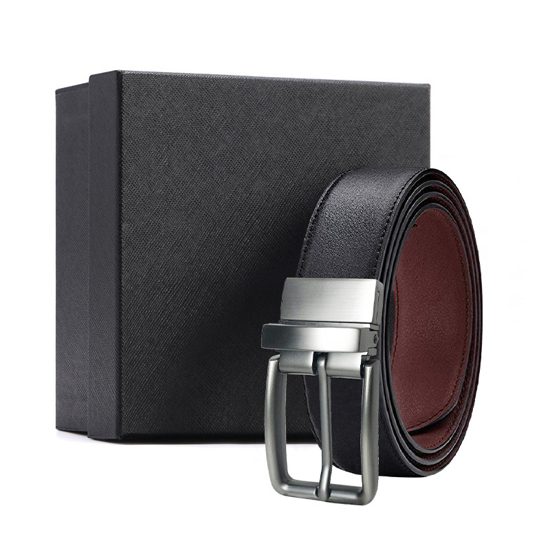 现货双面真皮合金针扣皮带男腰带礼盒牛皮男士商务简约休闲牛仔裤
