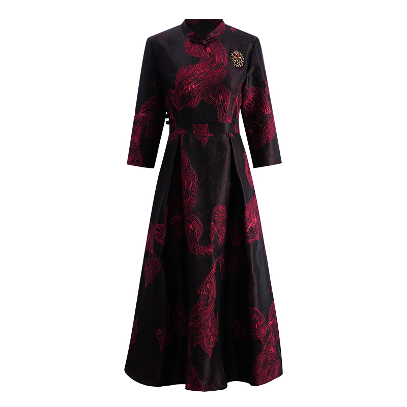 新中式新年中国风旗袍改良版连衣裙气质长款秋冬2024年新款24398