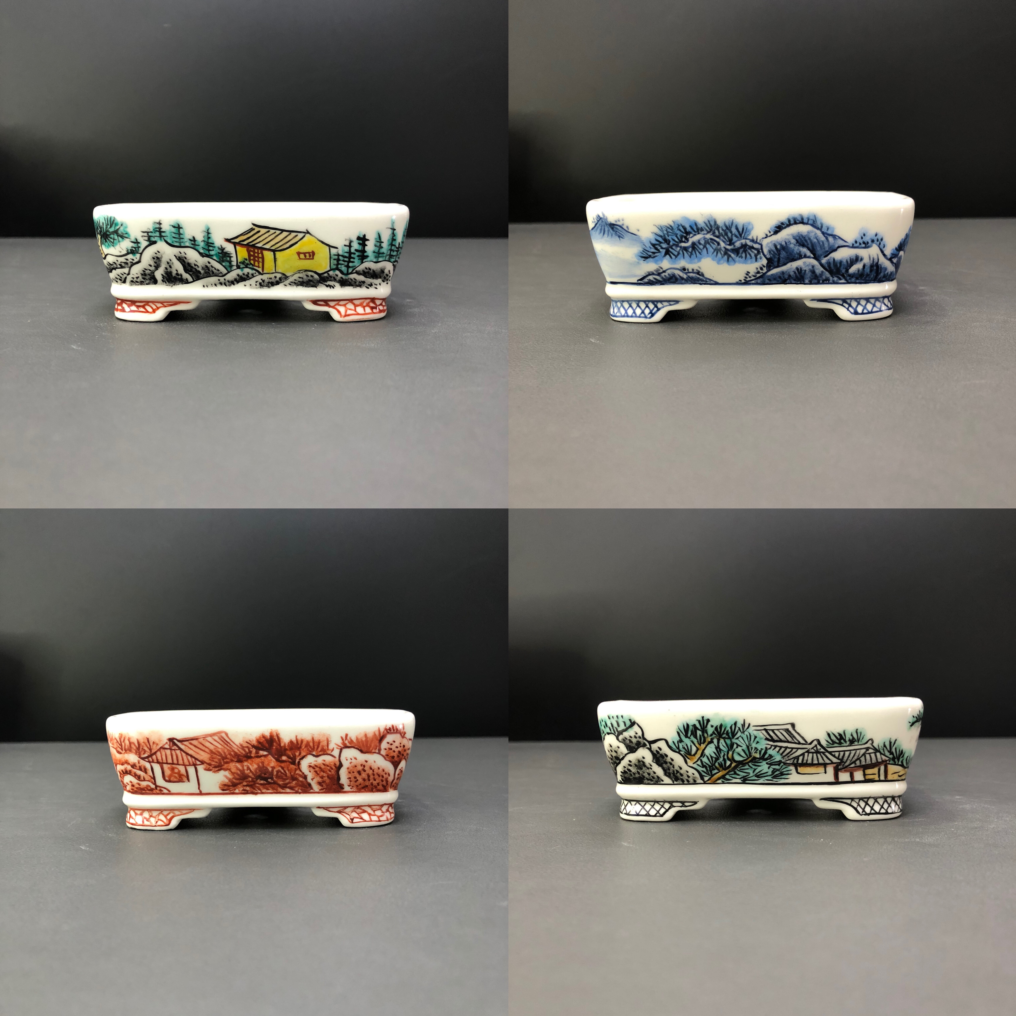 景明盆艺 手绘花盆 广口长方盆 釉盆 陶瓷 精品花盆 手工制作