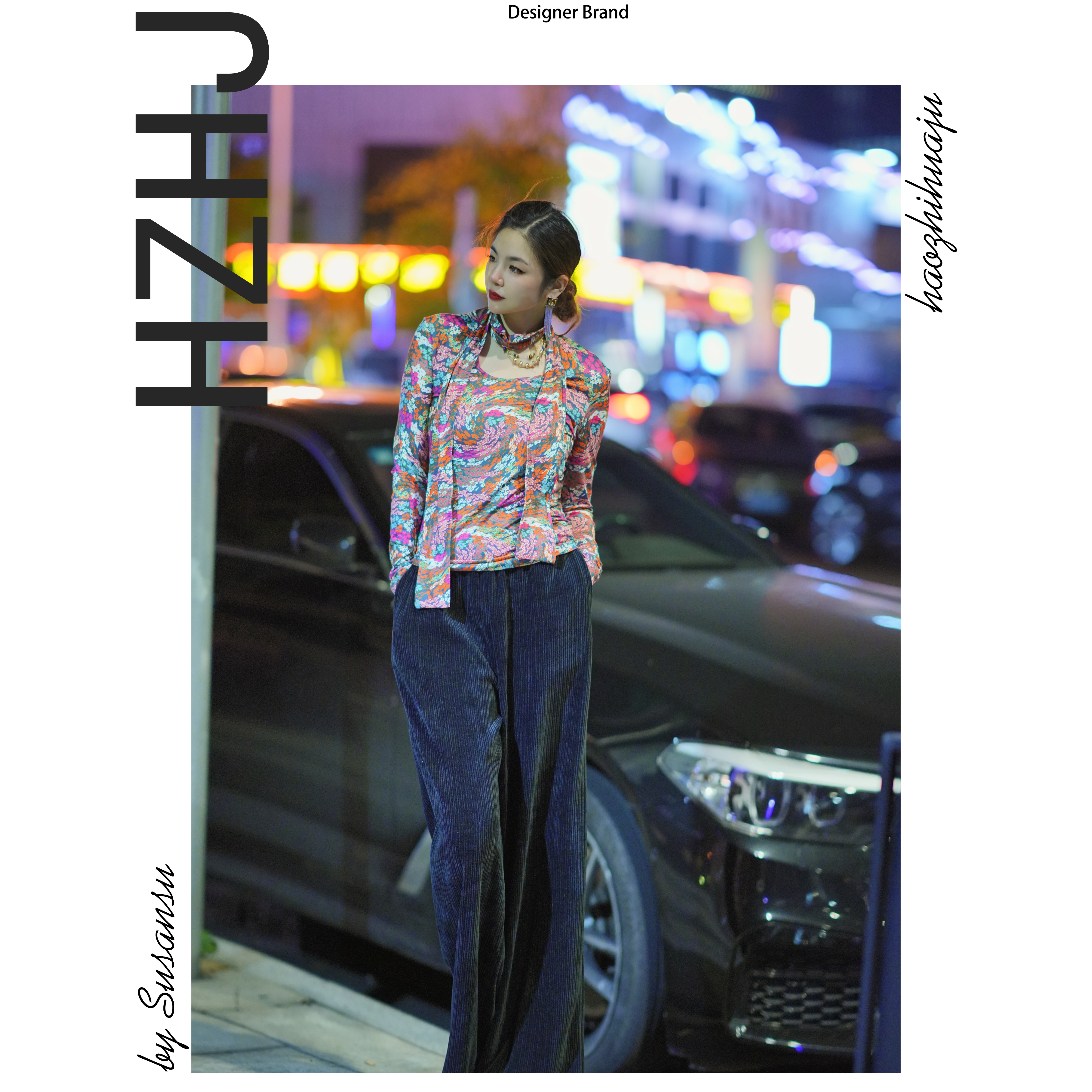 HZHJ新款福利！旋涡彩虹围巾长袖上衣1698