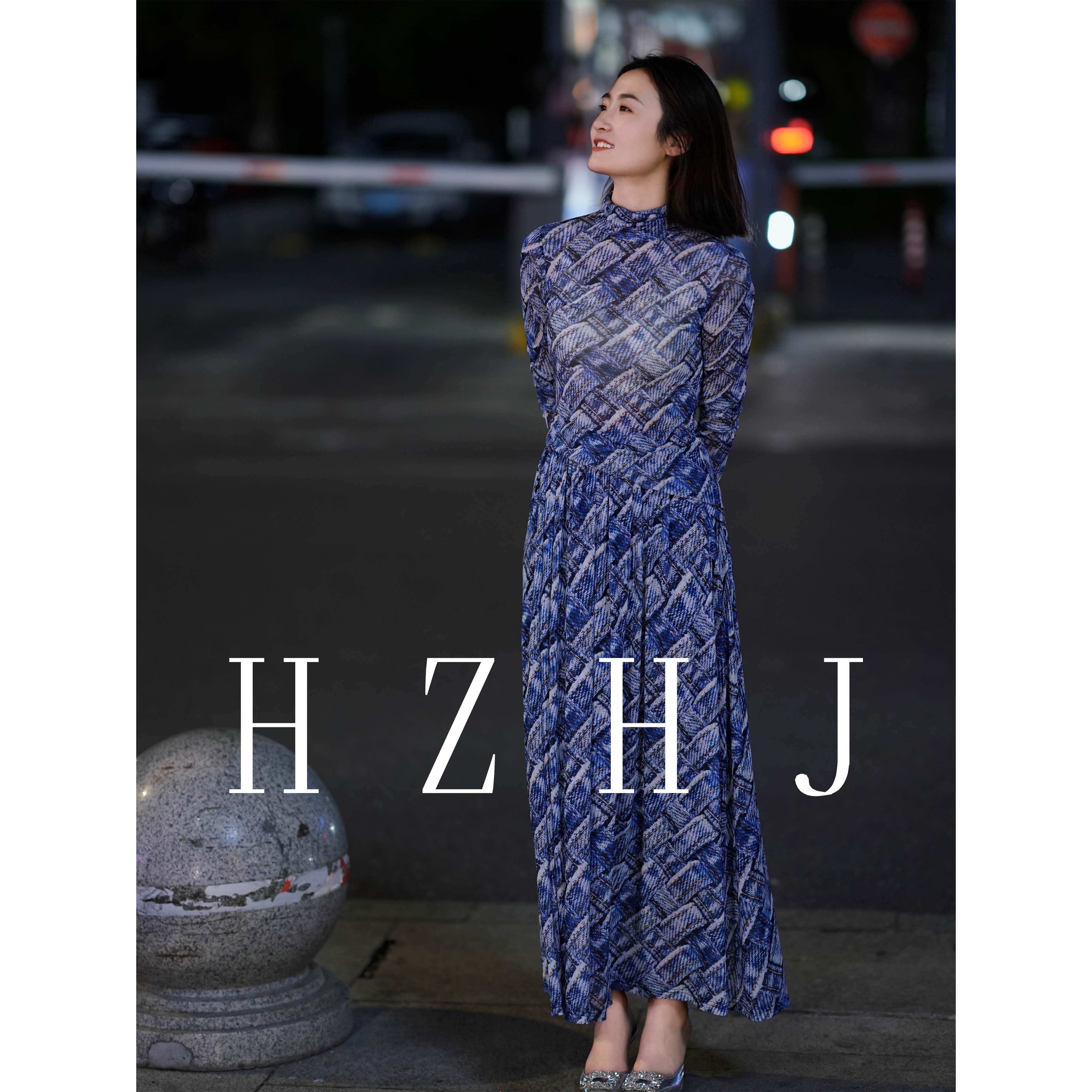 HZHJ新款原创设计师款 深蓝格纹 套装裙 显白显瘦高端轻奢723