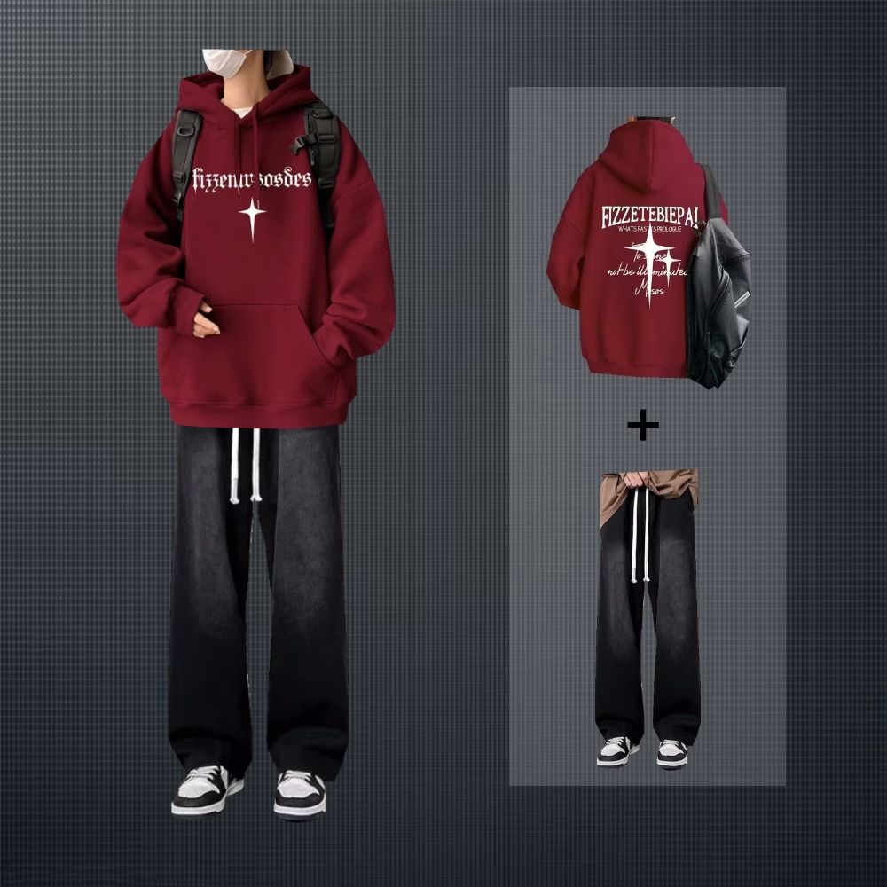 潮流连帽卫衣套装男士穿搭休闲春秋季帅气男装高级感学生一套衣服