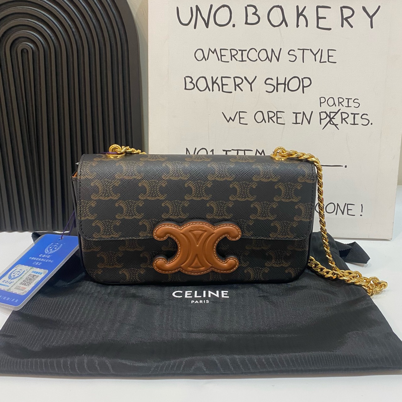 99新 Celine/思琳 【蔡包紫】凯旋门法棍腋下包