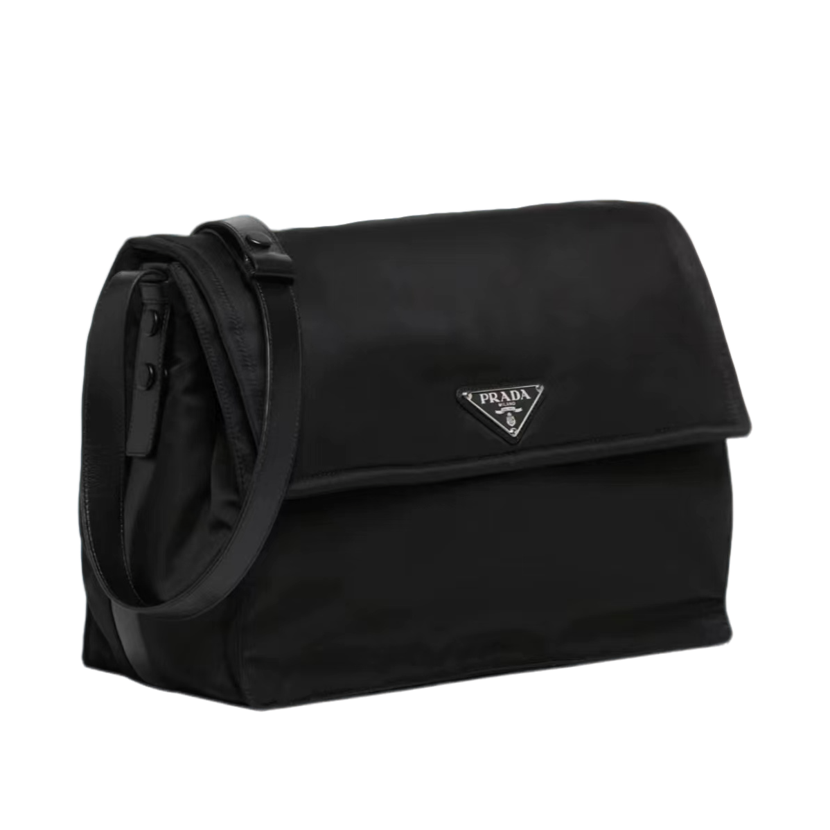 99新 Prada/普拉达 男 奢侈品黑色尼龙二合一单肩斜挎邮差包/0450