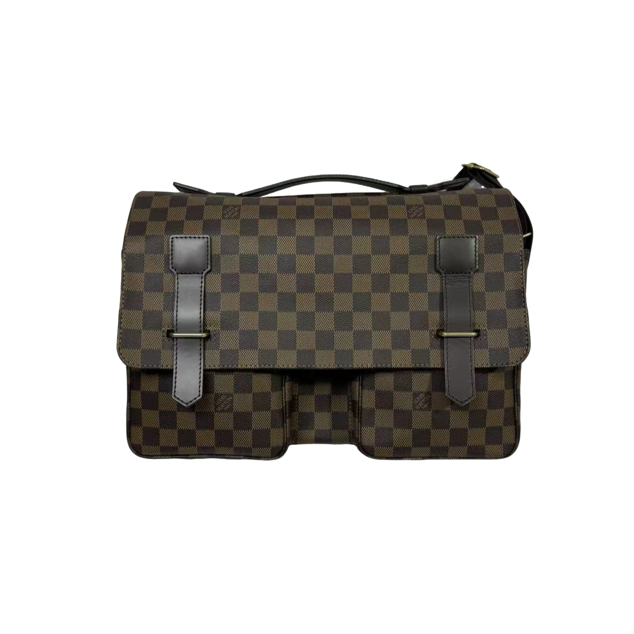 95新 LouisVuitton/路易威登 二奢棕色棋盘剑桥骆驼手提挎包/0493
