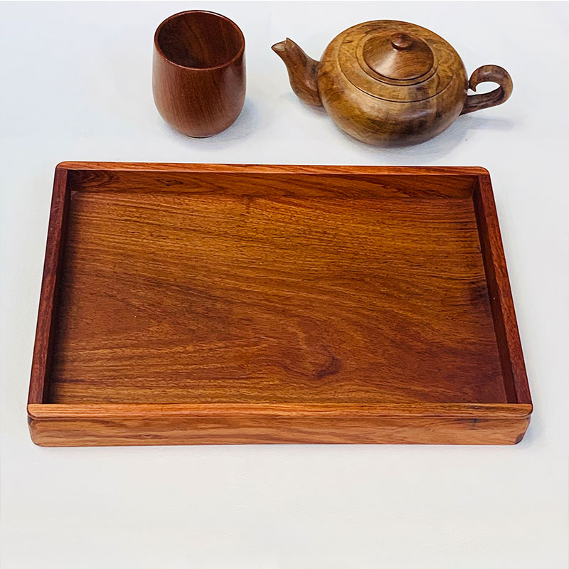原木原色长方形家用桌面餐具收纳中式简约复古托盘30*20*3.5cm
