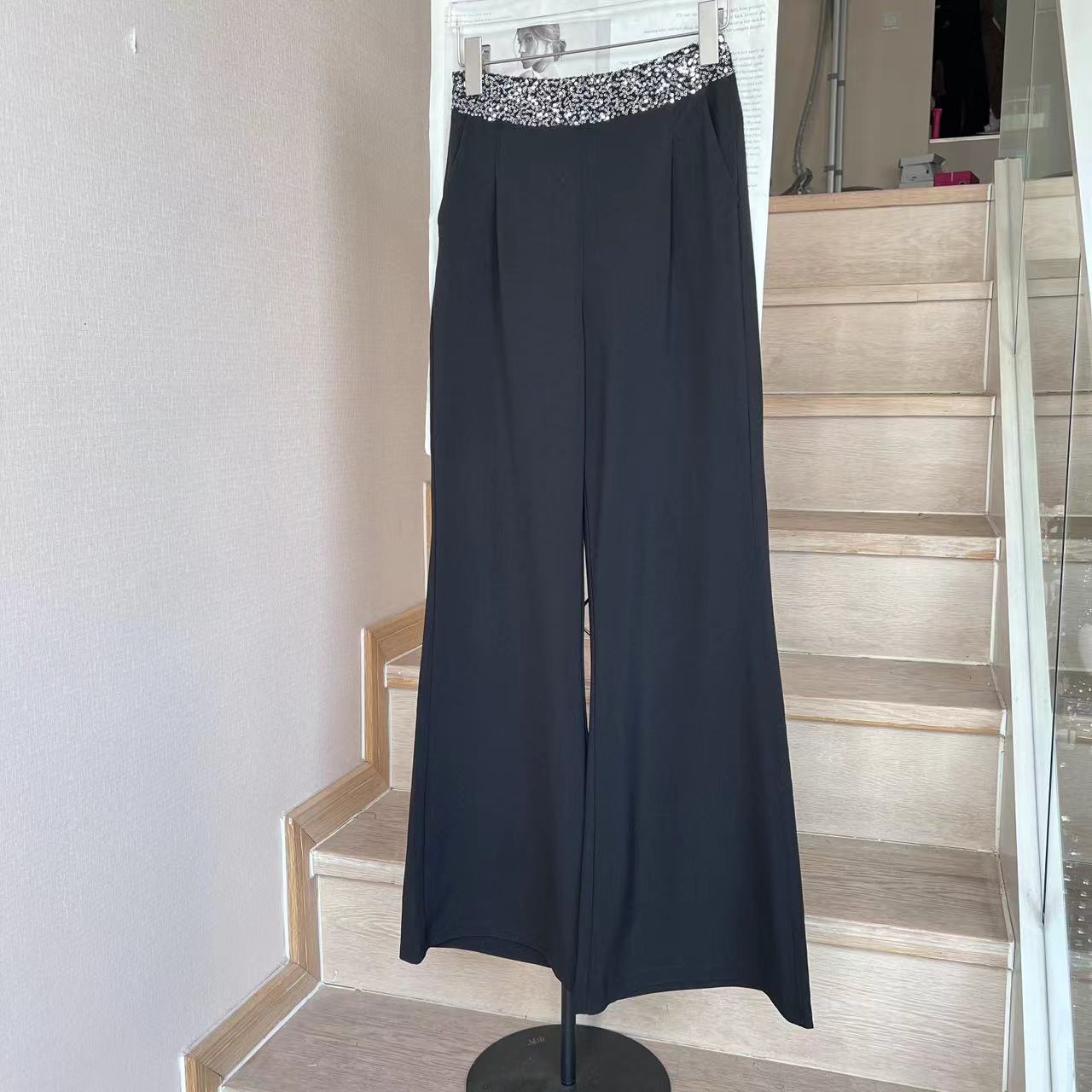 【ZY-原创&设计】新款腰头亮片显瘦百搭直筒裤子 K009