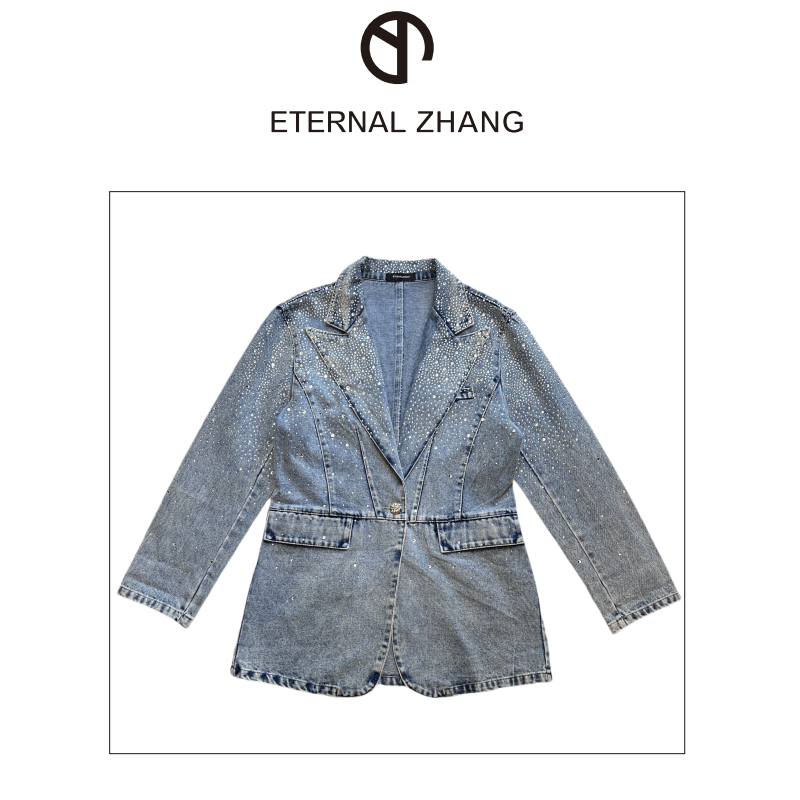 【ZY-原创&设计】高级定制设计师款满天星牛仔西装外套 W0078重工