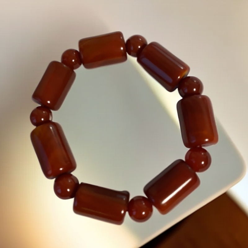 红玛瑙桶珠手串1.4尺寸