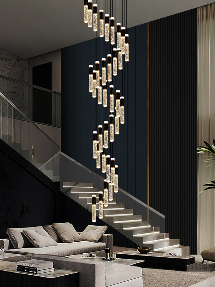 轻奢酒店创意简约吊灯北欧别墅复式楼大气个性旋转楼梯间大厅公寓