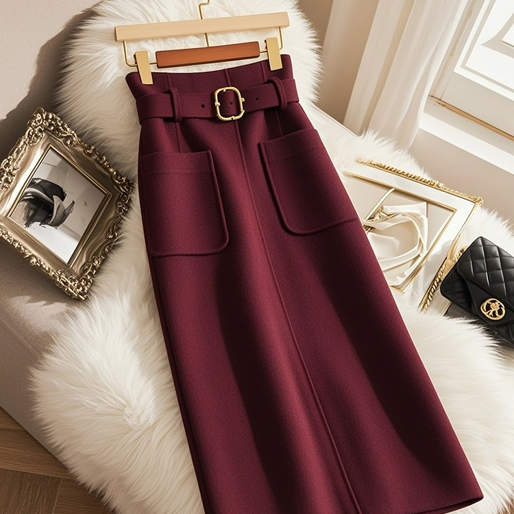 百褶裙高端精致小个子感超好看冬天加厚红色高腰子女秋冬2024新款