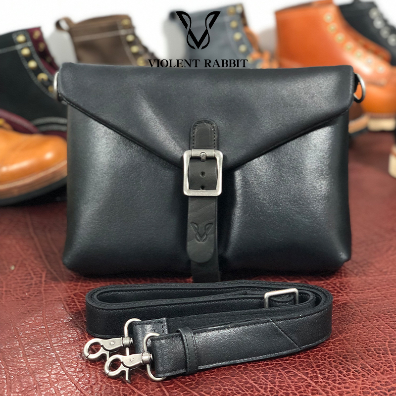 机车包单肩包横款男黑色邮差包跳羚皮包斜挎包复古背包男款皮包