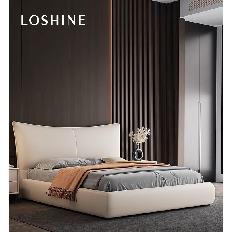 香奈尔意式极简轻奢现代主卧室双人床网红爆款软床真皮大床1.8米