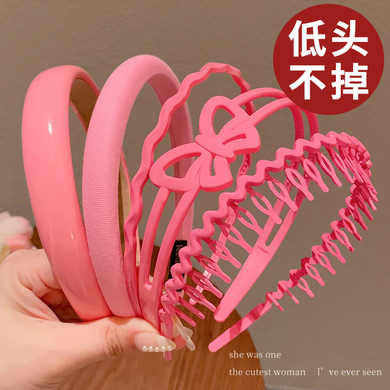 粉色发箍女童防滑带齿洗脸头箍2023新款蝴蝶压发发卡头饰简约发捆