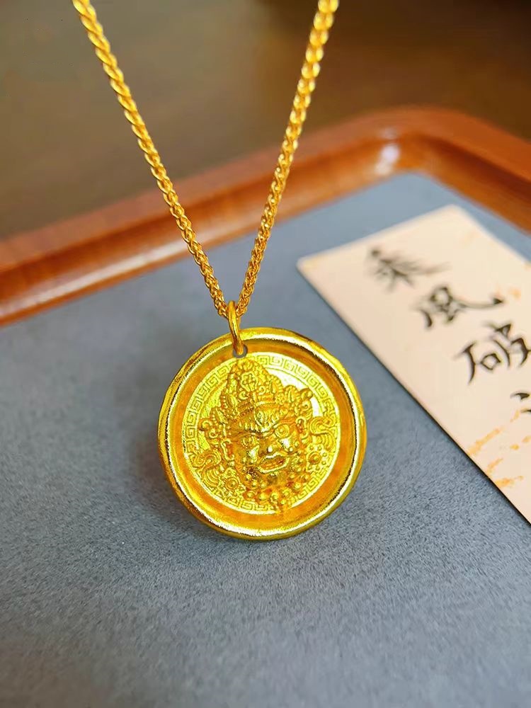 合金吊坠 招米纳福 黄财神 时尚手工传承坠链金色坠饰镶嵌39项链