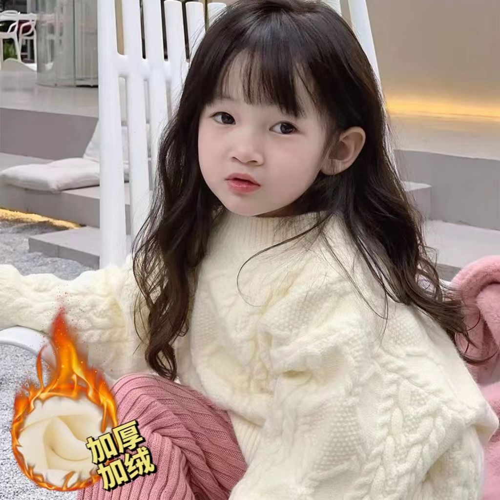 【小扬哥推荐】慵懒风毛衣女童冬天冬季加厚加厚套头针织衫女上衣