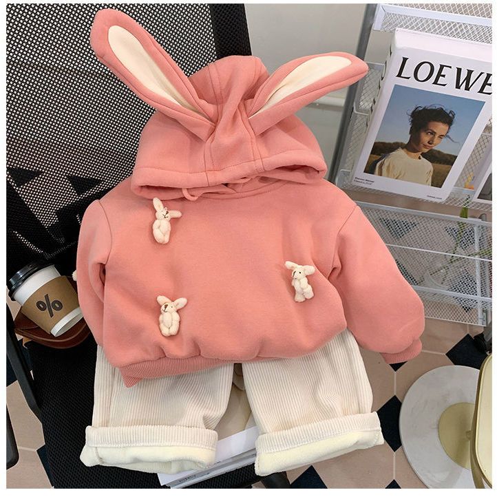 【冬季大促】儿童连帽卫衣2024冬装新款宝宝秋冬保暖套头长袖女童