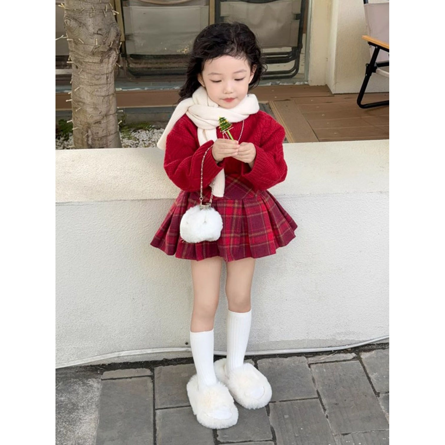 女童2024秋冬新年红色女宝宝洋气上衣