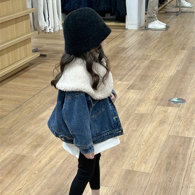 【小扬哥推荐】女童加厚牛仔外套秋冬款2024冬季洋气儿童宝宝大毛