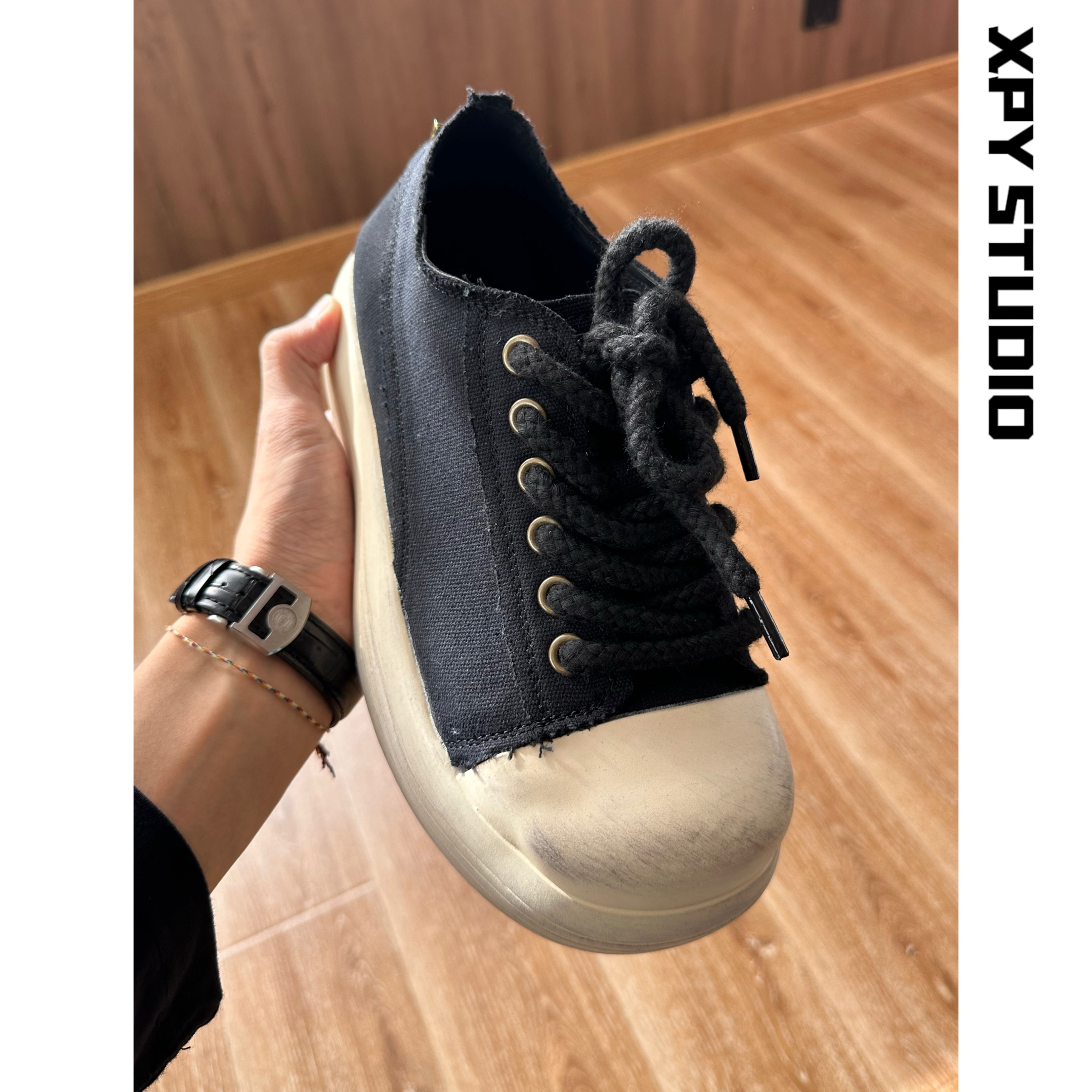 XPY丨全都在期待的米奇大头鞋 潮牌新款厚底脏脏做旧圆头休闲鞋