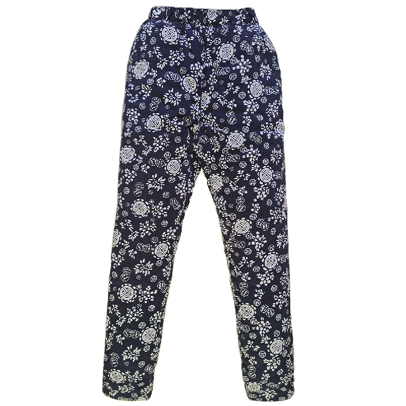 女款成人手工大花棉裤妈妈棉花棉服加厚大码冬季居家修身棉花休闲