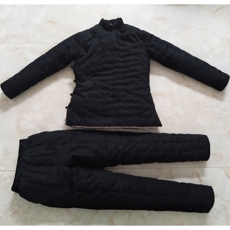 女新款纯色棉衣棉裤套装手工纯棉花棉服加厚棉袄偏襟立领盘扣复古