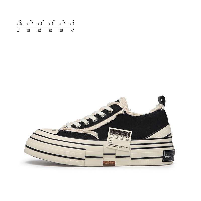 XVESSEL【夜光内增高】帆布硫化鞋厚底黑色潮鞋经典时尚休闲百搭