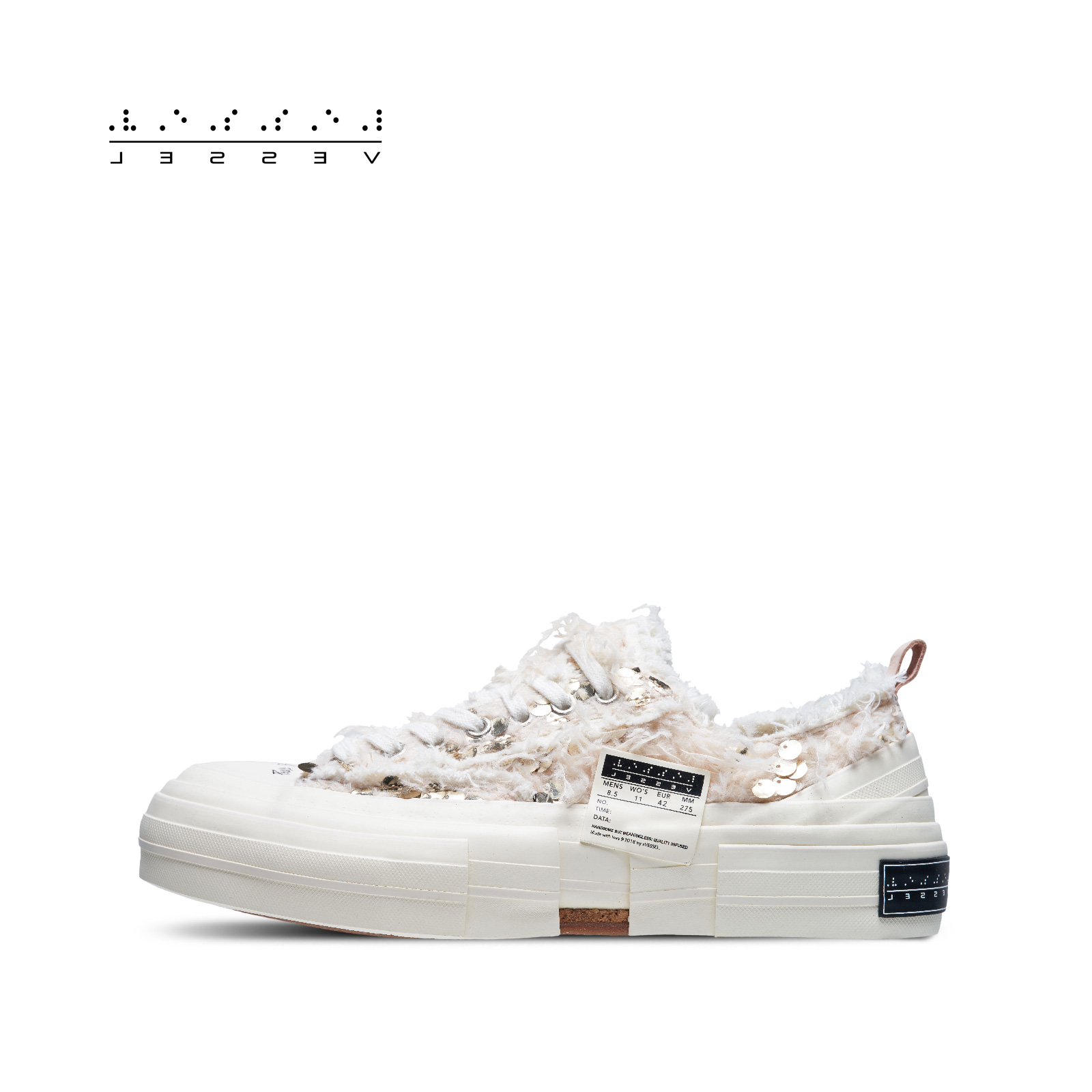 XVESSEL【孟子义同款】天鹅低帮长毛绒亮片硫化鞋潮流百搭