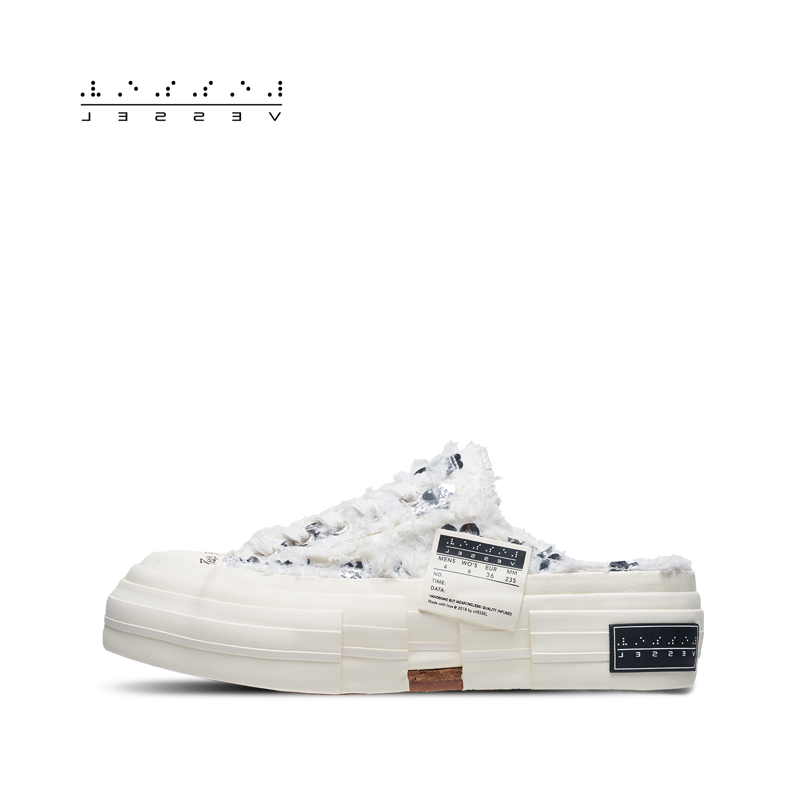 XVESSEL【天鹅半拖】长毛绒亮片夏季休闲半拖潮流时尚