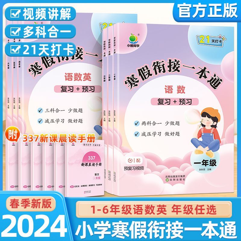 2024新版小橙同学寒假衔接一本通一二三四五六年级语文数学人教版