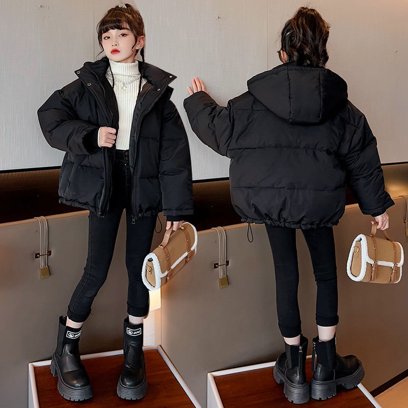 女童冬季羽绒服2023新款中大童女孩童装洋气加厚外套白鸭绒短