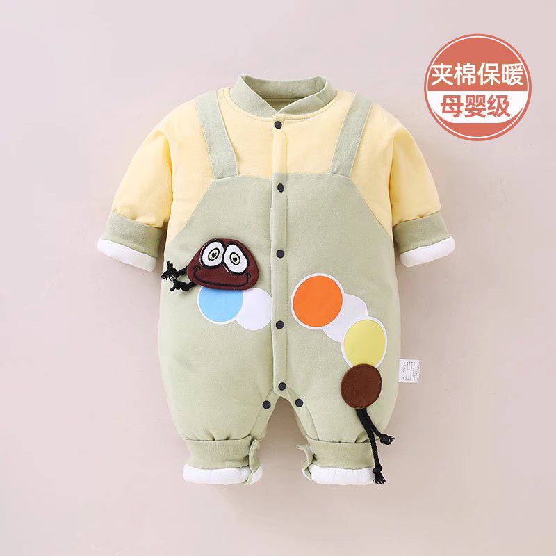 婴儿加棉连体衣秋冬季加厚新生儿衣服保暖宝宝外出棉服棉新年童装