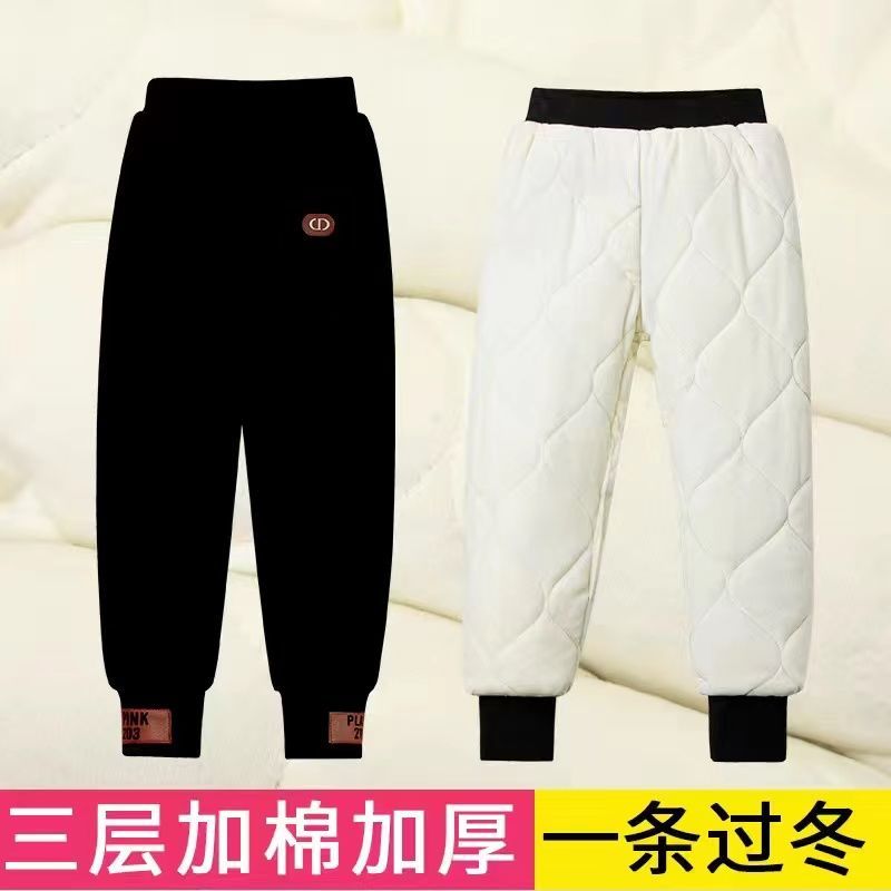 男童棉棉裤冬特厚加绒加棉男宝女宝一条过冬宽松儿童外穿新年童装