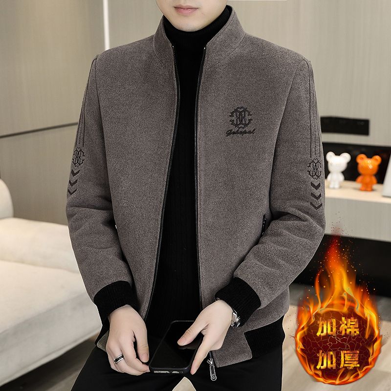 毛呢外套男短款秋冬季新款加棉加厚休闲防寒保暖立领男士呢子夹克