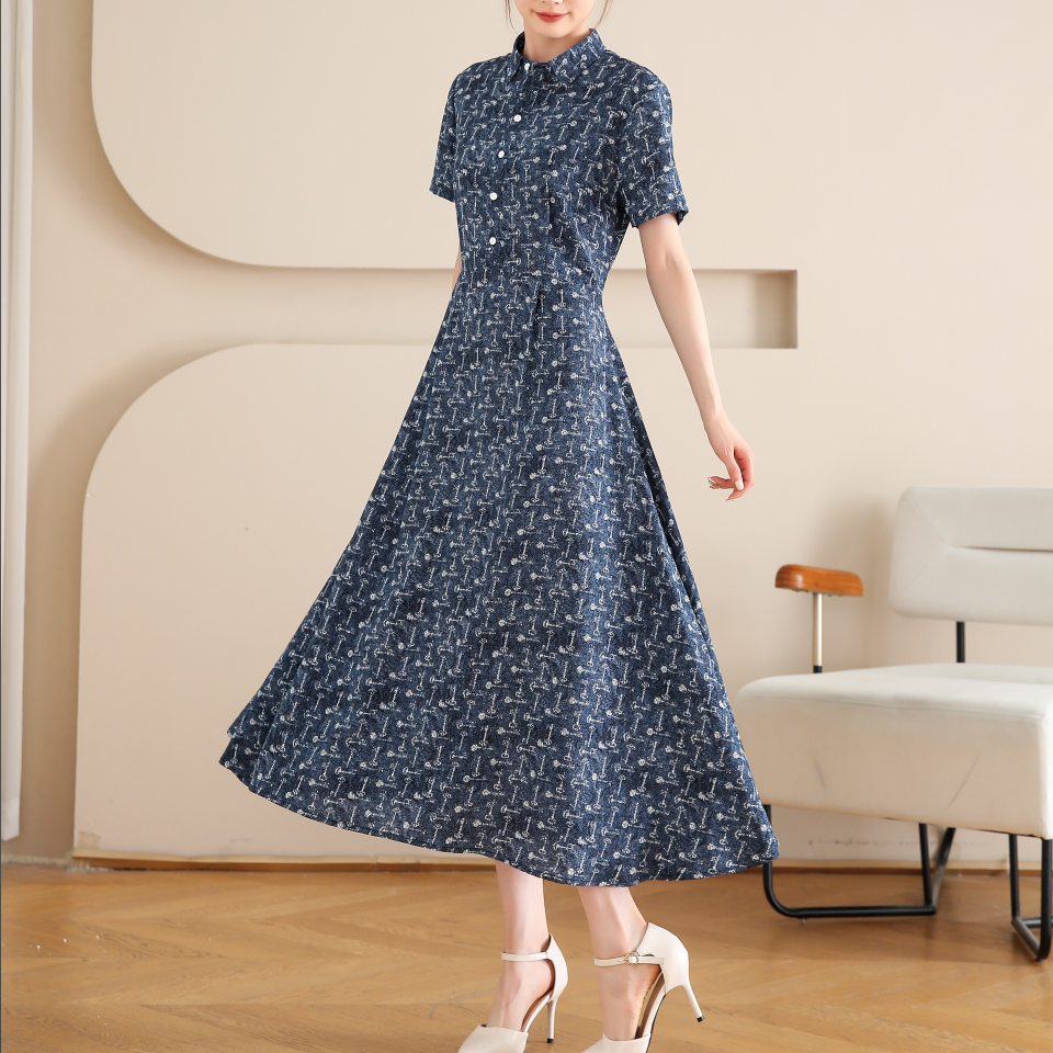 【碎冰蓝】清凉夏季碎花时尚收腰显瘦大摆女装连衣裙