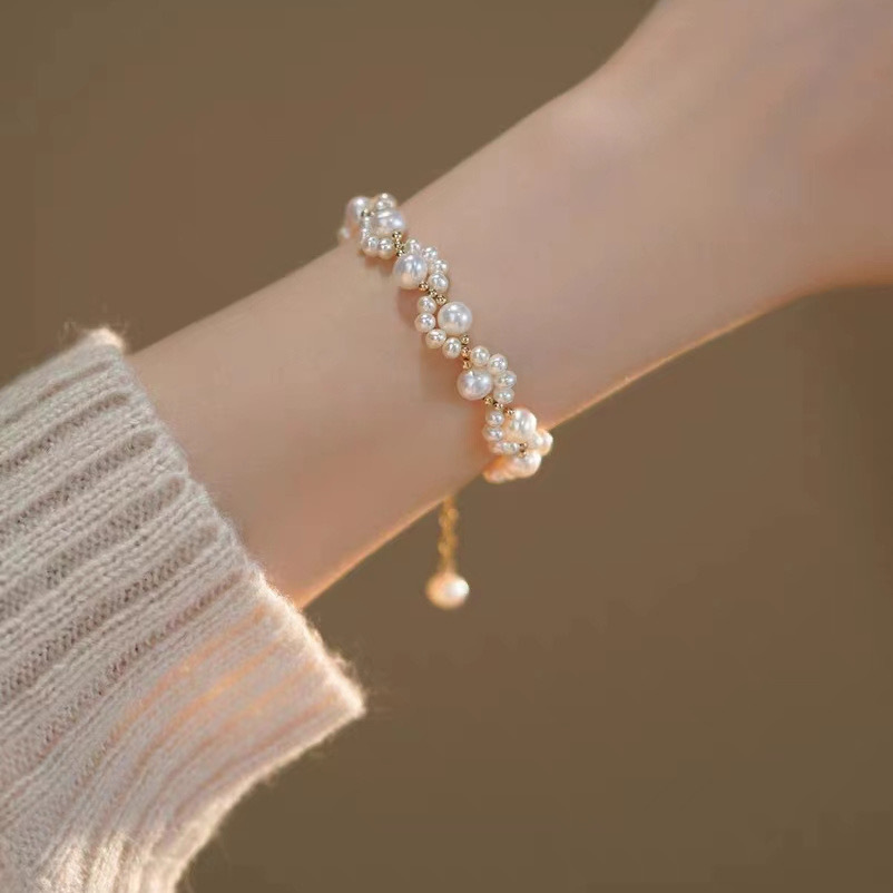 铜合金仿珍珠手链 SL8915日韩小猫爪仿珍珠轻奢气质手饰手链