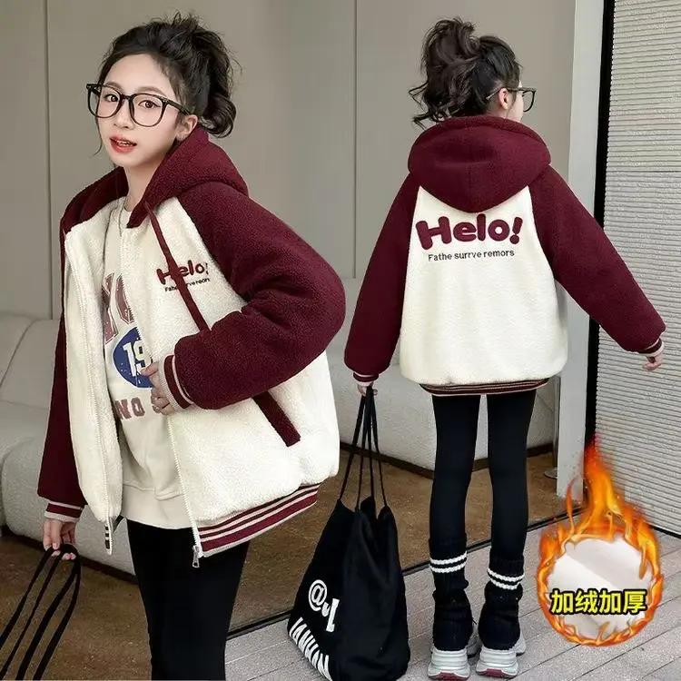 母女装女童亲子冬季新品刺绣Helo字母毛毛衣