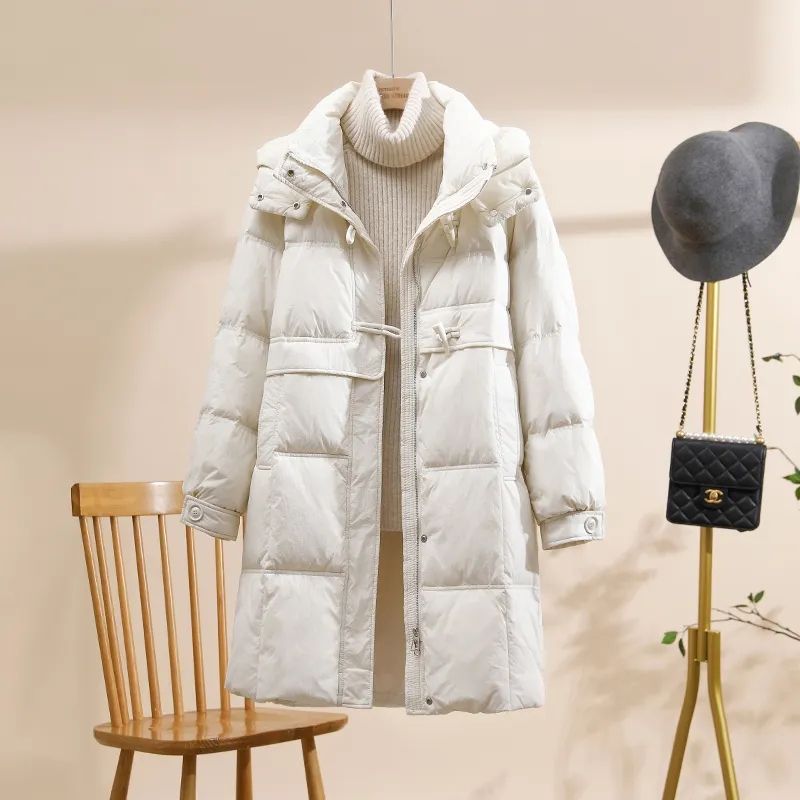 雅鹿特价羽绒服女中长款2024年新款韩版宽松显瘦加厚保暖白鸭绒连