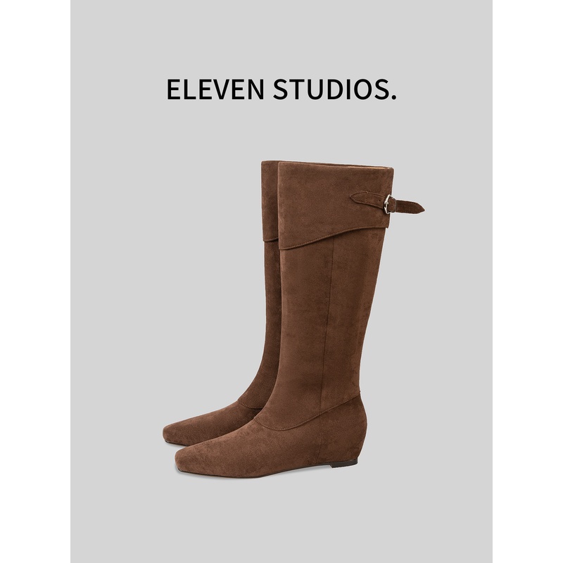 【Eleven.】秋冬复古氛围感内增高长筒时尚百搭时装靴/跟高5公分