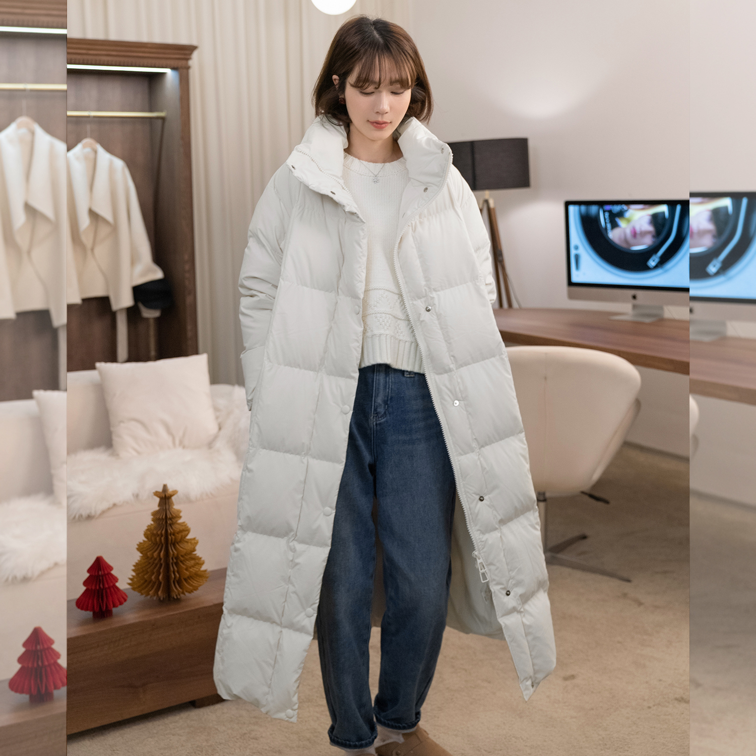 「新品」【云朵方包】立领长款羽绒服FS311W045