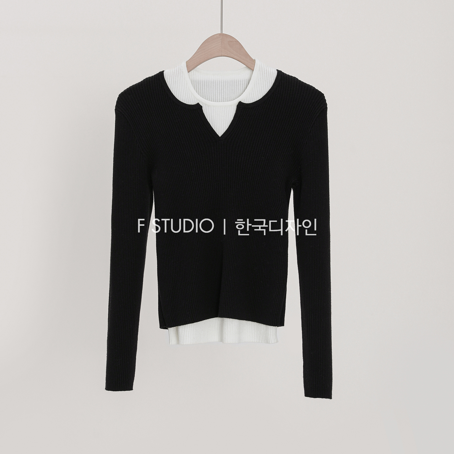 「新品」【奥巧夹心】假两件针织衫FS310S092