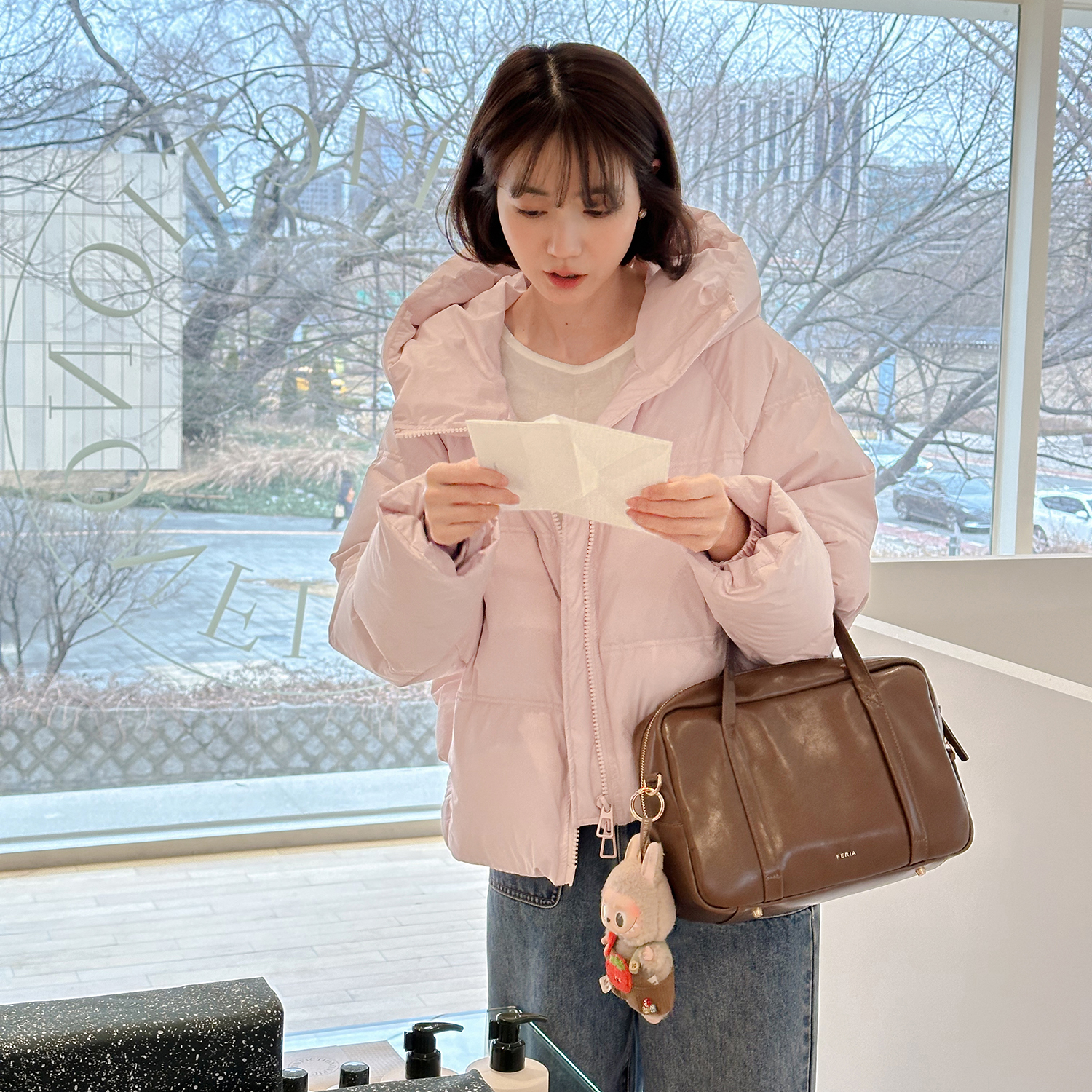 现货-【桃桃乌龙】连帽短款羽绒服FS311W065