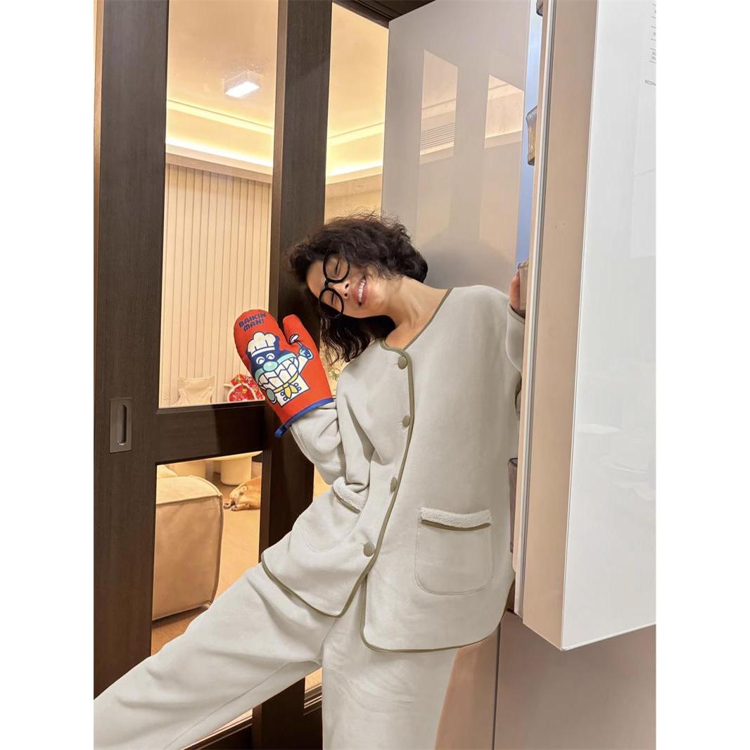 【糯叽叽口袋】甜美珊瑚绒睡衣女套装冬季新款毛绒针织外穿家居服