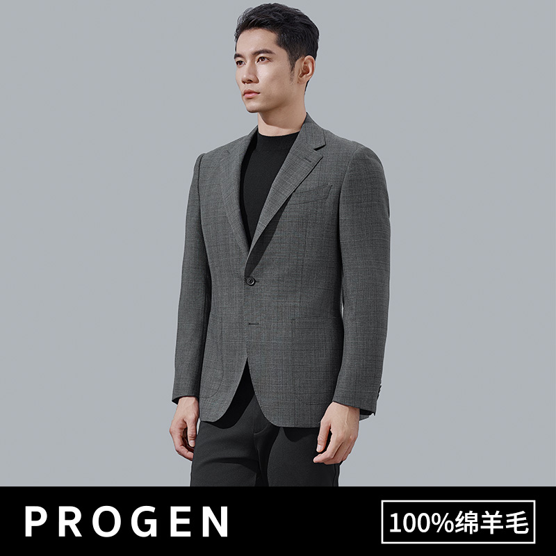 【100绵羊毛】progen西装外套男商务2024秋季新款中年休闲西服男