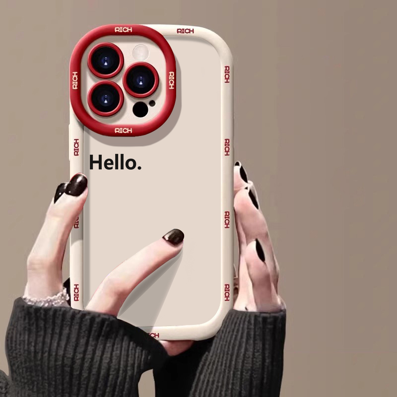 英文你好苹果15promax手机壳iphone14全包13软12新年11泡芙x红7/8