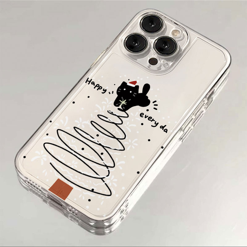 圣诞黑猫苹果15手机壳iPhone14promax个性7/8plus创意13/12/11/xr