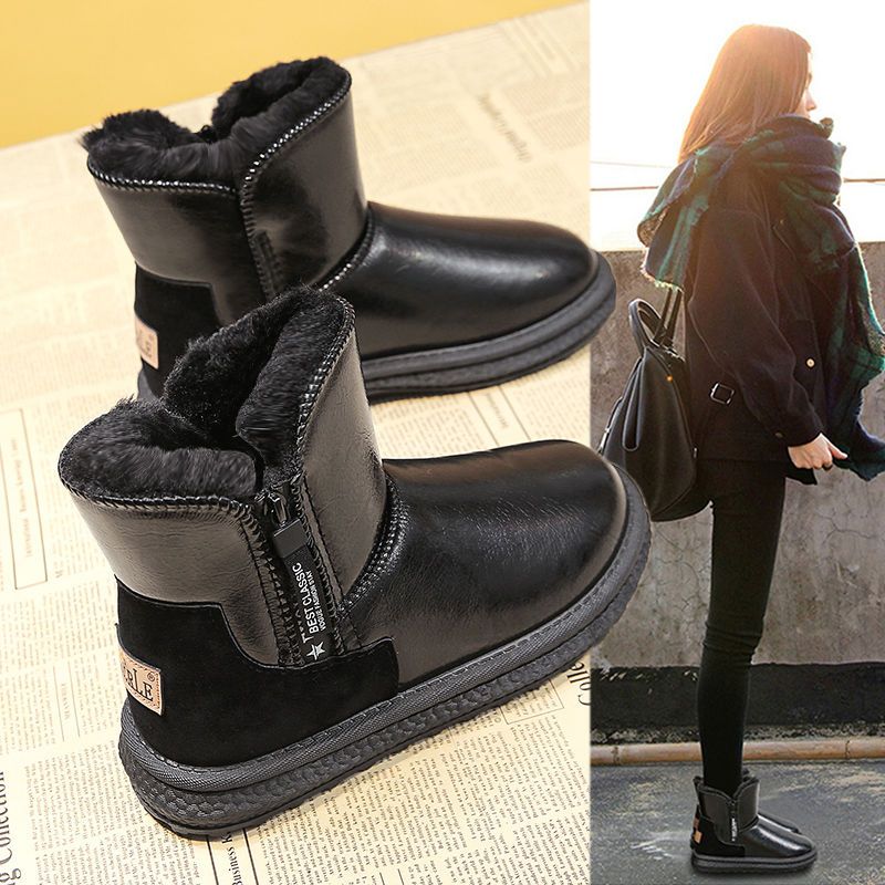 雪地靴女2023年新款冬季网红加绒加厚棉鞋防水防滑皮毛一体短靴女